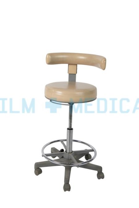 Cream Swivel Stool With Back Rest